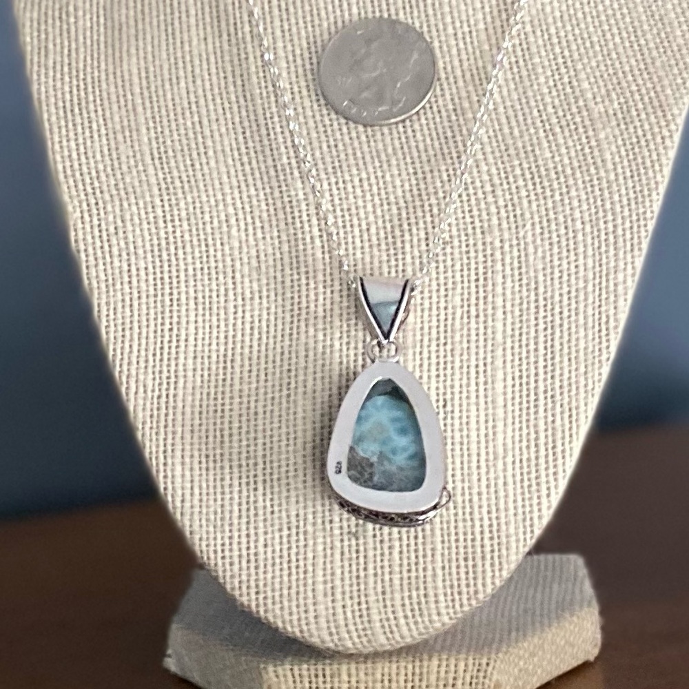 Larimar & Sterling Siver Handcrafted Necklace I8” - Picture 4 of 6